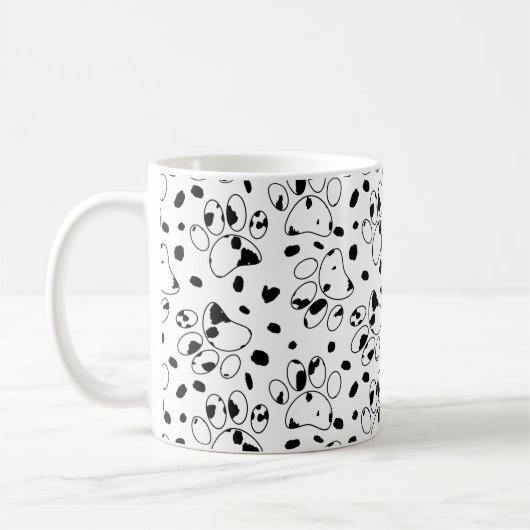 Dalmatian Dog Paw met spots Koffiemok (Links)