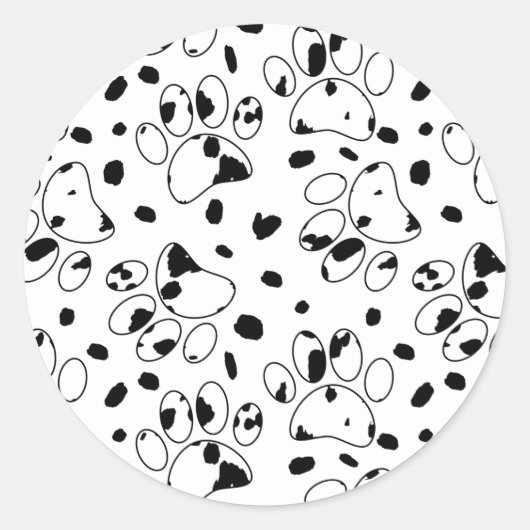 Dalmatian Dog Paw met spots Ronde Sticker (Voorkant)