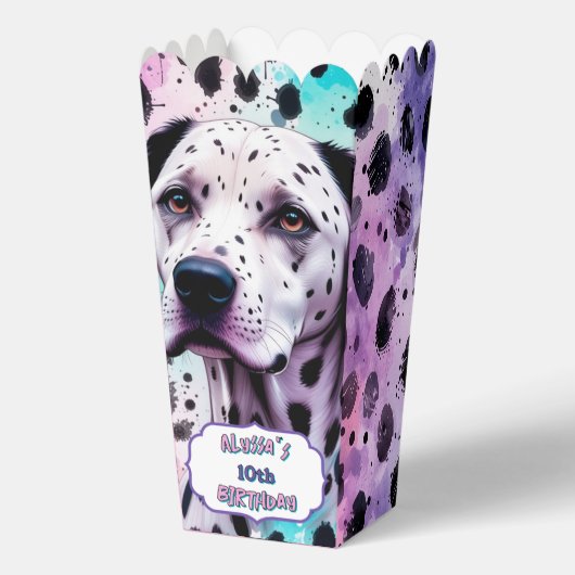 Dalmatian Dog Pink Purple Turquoise Birthday Bedankdoosjes (Achterkant)
