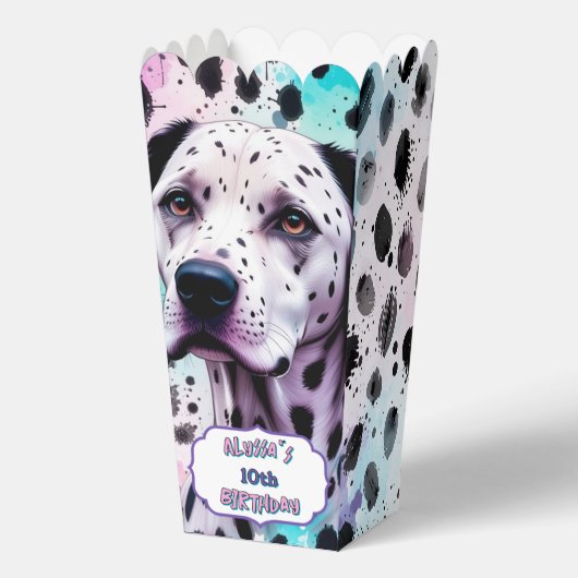 Dalmatian Dog Pink Purple Turquoise Birthday Bedankdoosjes (Voorkant)