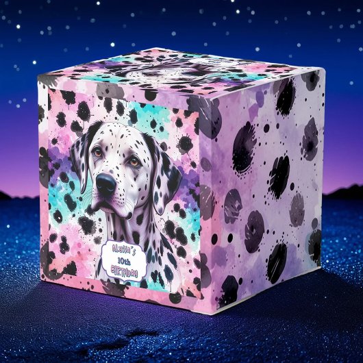 Dalmatian Dog Pink Purple Turquoise Birthday Bedankdoosjes