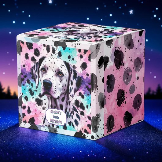 Dalmatian Dog Pink Purple Turquoise Birthday Bedankdoosjes