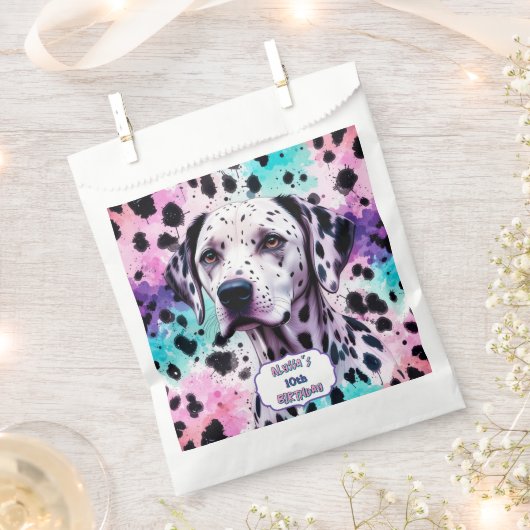 Dalmatian Dog Pink Purple Turquoise Birthday Bedankzakje (Geknipt)