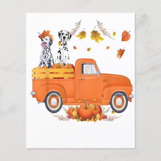 Dalmatian Dog Pumpkin Truck Herfst Leaf Thanksgivi Flyer (Voorkant)