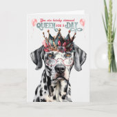 Dalmatian Dog Queen voor een dag grappige verjaard Kaart (Voorkant)