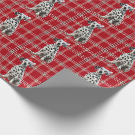 Dalmatian Dog Red Holiday Plaid Christmas Cadeaupapier