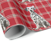 Dalmatian Dog Red Holiday Plaid Christmas Cadeaupapier (Rol Hoek)