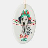 Dalmatian Dog Santa Hat Holiday String Beads Keramisch Ornament (Rechts)