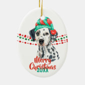 Dalmatian Dog Santa Hat Holiday String Beads Keramisch Ornament (Achterkant)