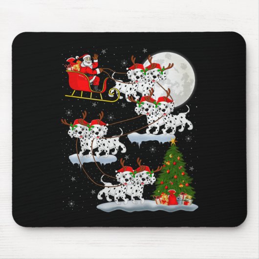 Dalmatian Dog Santa Sleigh Flying Funny Magical Ch Muismat (Voorkant)