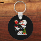 Dalmatian Dog Santa Sleigh Flying Funny Magical Ch Sleutelhanger (Voorkant)