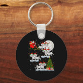 Dalmatian Dog Santa Sleigh Flying Funny Magical Ch Sleutelhanger (Voorkant)