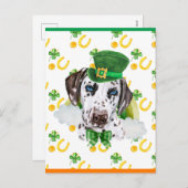 Dalmatian Dog Shamrock St. Patricks Day Feestdagenkaart (Voorkant / Achterkant)