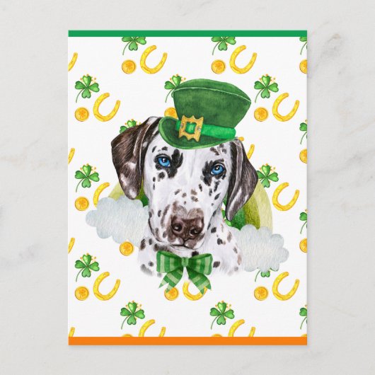Dalmatian Dog Shamrock St. Patricks Day Feestdagenkaart (Voorkant)