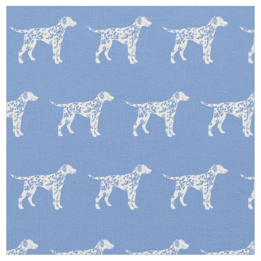 Dalmatian Dog Silhouette Light Blue Stof (Close Up)