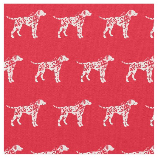 Dalmatian Dog Silhouette Pet Red Stof (Close Up)