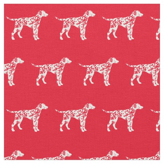 Dalmatian Dog Silhouette Pet Red Stof (Close Up)