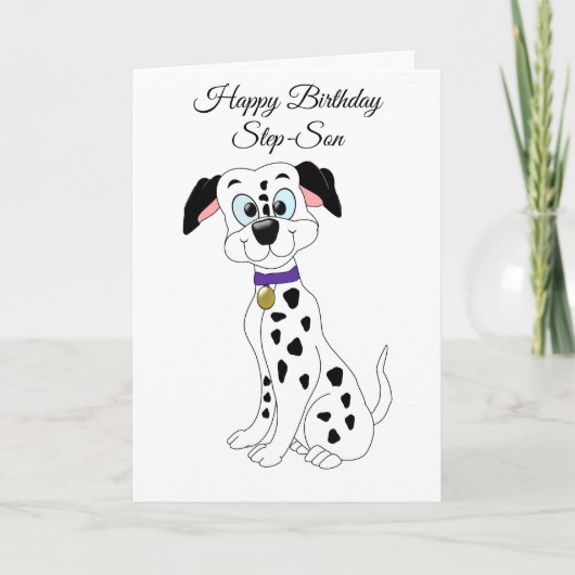 Dalmatian Dog Step Son Birthday Card Kaart (Voorkant)