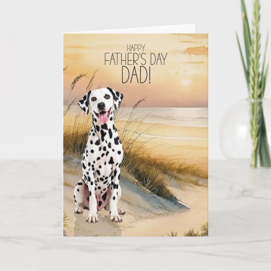 Dalmatian Dog Sunset Beach Father's Day Feestdagen Kaart (Voorkant)