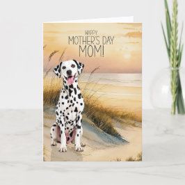 Dalmatian Dog Sunset Beach Mother's Day Feestdagen Kaart