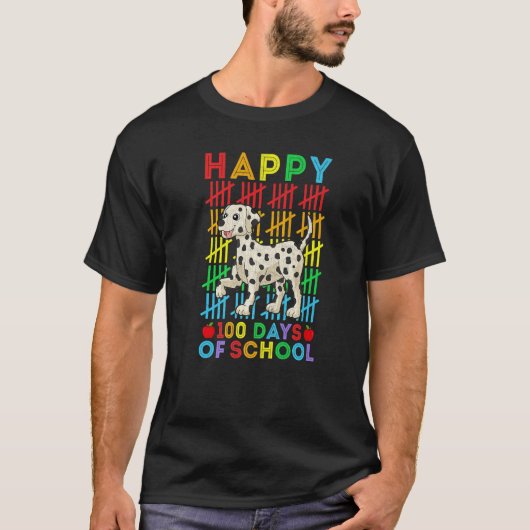 Dalmatian Dog Teacher Student Happy 100 Days of Sc T-shirt (Voorkant)