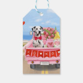 Dalmatian Dog Valentijnsdag Truck Hearts Cadeaulabel (Achterkant)