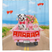 Dalmatian Dog Valentijnsdag Truck Hearts Douchegordijn (Voorkant)