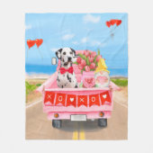 Dalmatian Dog Valentijnsdag Truck Hearts Fleece Deken (Voorkant)