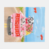 Dalmatian Dog Valentijnsdag Truck Hearts Fleece Deken (Voorkant (Horizontaal))