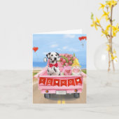Dalmatian Dog Valentijnsdag Truck Hearts Kaart (Gele Bloem)