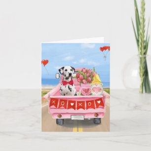 Dalmatian Dog Valentijnsdag Truck Hearts Kaart