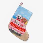 Dalmatian Dog Valentijnsdag Truck Hearts Kleine Kerstsok (Voorkant (Hangend))