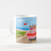 Dalmatian Dog Valentijnsdag Truck Hearts Koffiemok (Voorkant links)