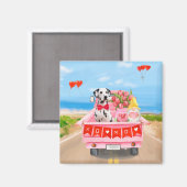 Dalmatian Dog Valentijnsdag Truck Hearts Magneet (Voorkant / Achterkant)