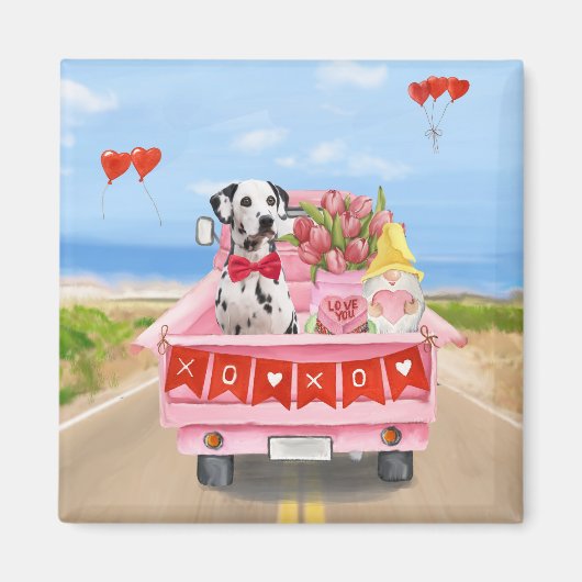 Dalmatian Dog Valentijnsdag Truck Hearts Magneet (Voorkant)
