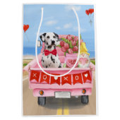 Dalmatian Dog Valentijnsdag Truck Hearts Medium Cadeauzakje (Voorkant)