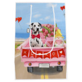 Dalmatian Dog Valentijnsdag Truck Hearts Medium Cadeauzakje (Achterkant)