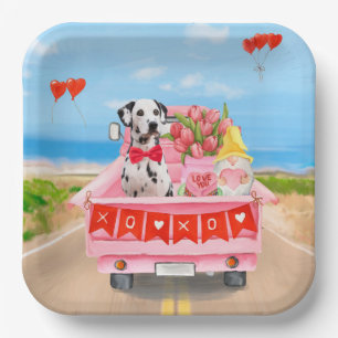 Dalmatian Dog Valentijnsdag Truck Hearts Papieren Bordje
