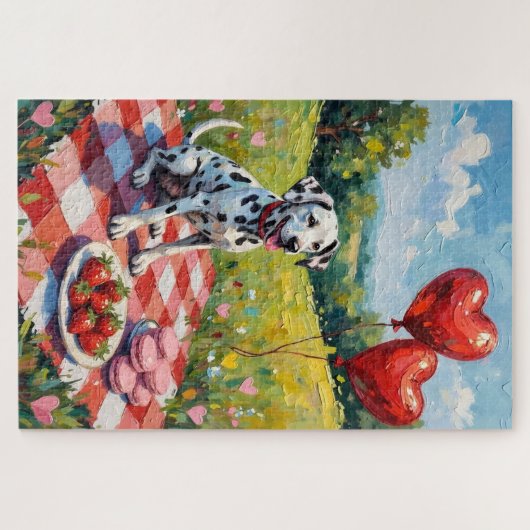 Dalmatian Dog Valentine's Day Picnic Feast Legpuzzel (Horizontaal)