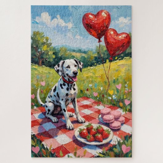 Dalmatian Dog Valentine's Day Picnic Feast Legpuzzel (Verticaal)