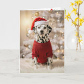 Dalmatian Dog Wearing a Red Christmas Sweater Kaart (Gele Bloem)
