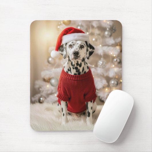 Dalmatian Dog Wearing a Red Christmas Sweater Muismat (Met muis)