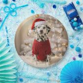 Dalmatian Dog Wearing a Red Christmas Sweater Papieren Bordje (Feest)