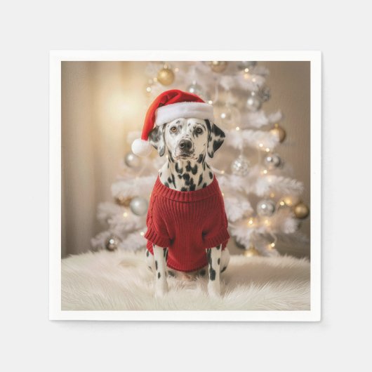 Dalmatian Dog Wearing a Red Christmas Sweater Servet (Voorkant)
