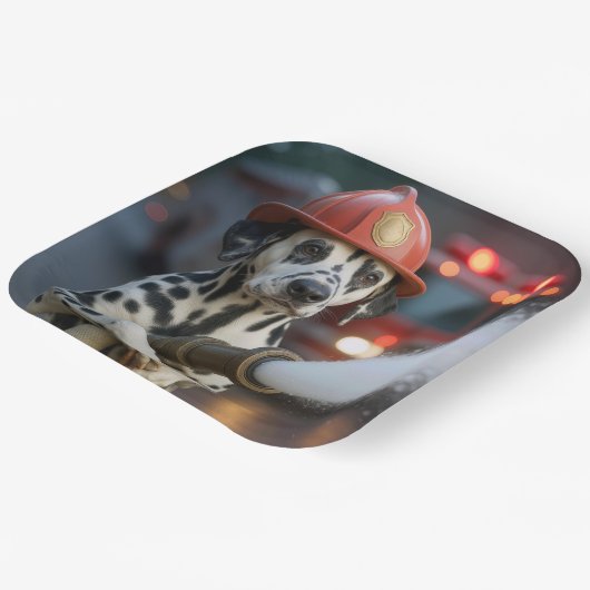 Dalmatian Dog With a Fire Hose Papieren Bordje (Gebogen)