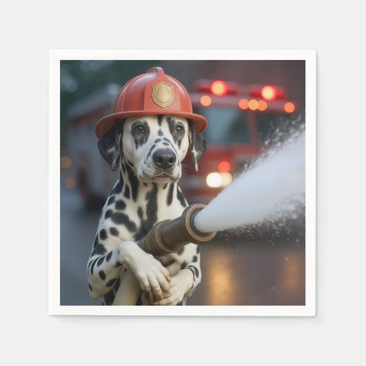 Dalmatian Dog With a Fire Hose Servet (Voorkant)
