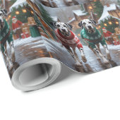 Dalmatian Dogs Christmas Snow Holiday Cadeaupapier (Rol Hoek)