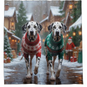 Dalmatian Dogs Christmas Snow Holiday Douchegordijn (Voorkant)