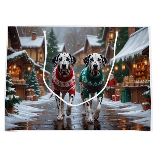Dalmatian Dogs Christmas Snow Holiday  Groot Cadeauzakje (Voorkant)