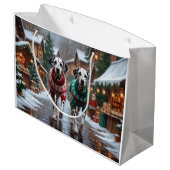 Dalmatian Dogs Christmas Snow Holiday  Groot Cadeauzakje (Achterkant Gekanteld)